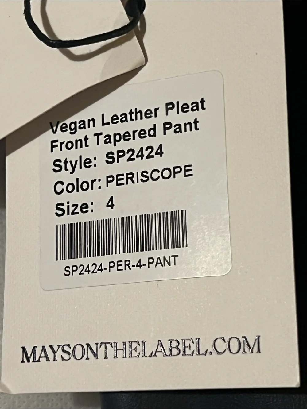 Nwt MAYSON the label Vegan Leather Pant in Black periscope 4 wide leg pleated